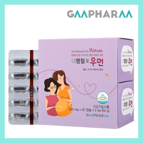 [지엠팜] 더헴철포우먼 임산부 철분제 / 비타민B  비타민D / 2개월분[쇼핑몰 이름]